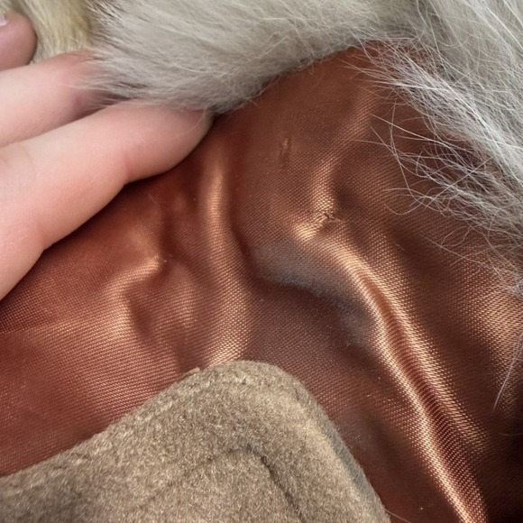 Vintage 60s lorendale by bromleigh union made Tan Longline Coat Faux Fur Collar - Picture 7 of 9